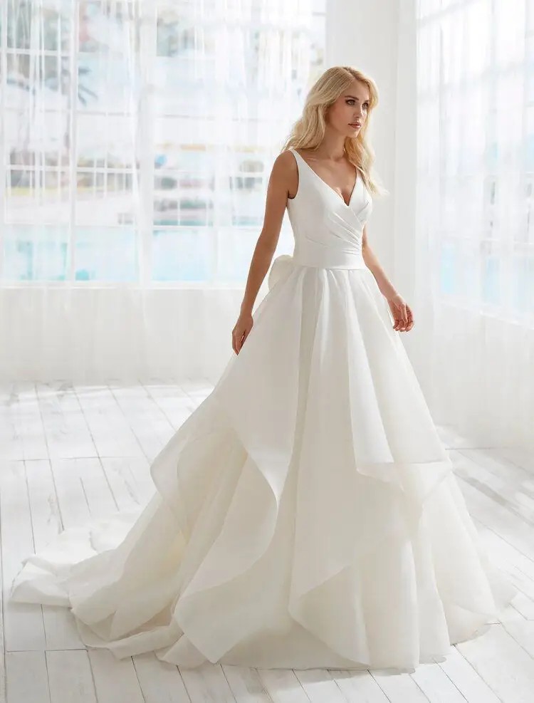 Model wearing Bentley wedding dress by Randy Fenoli