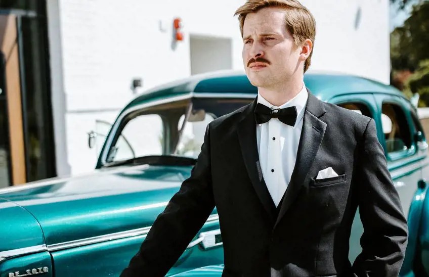 Groom in a black tuxedo