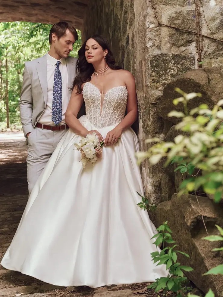 Model wearing Maggie Sottero wedding dress