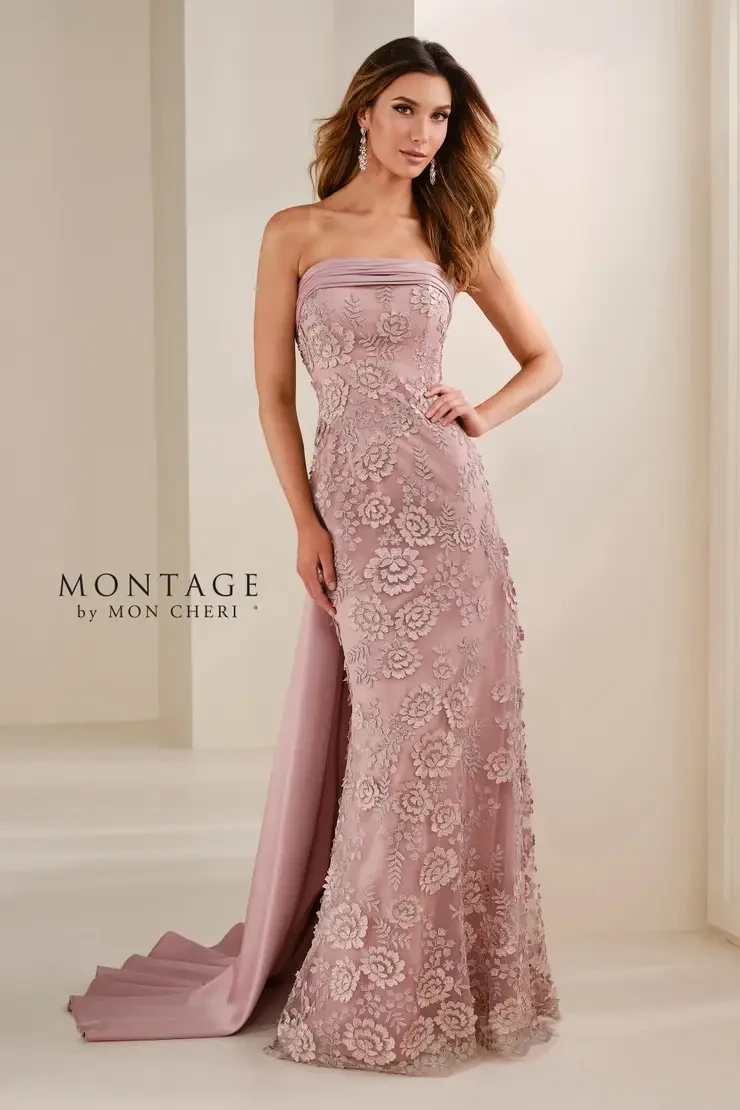Model wearing a mother of the wedding gown by Montage