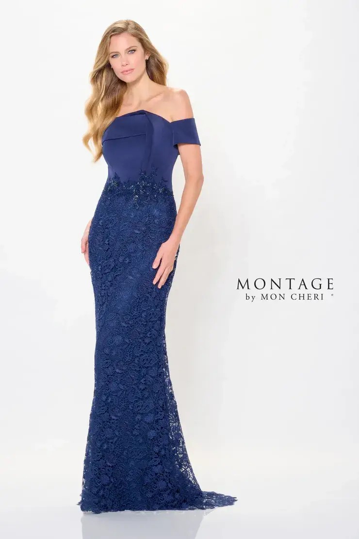 Model wearing a mother of the wedding gown by Montage