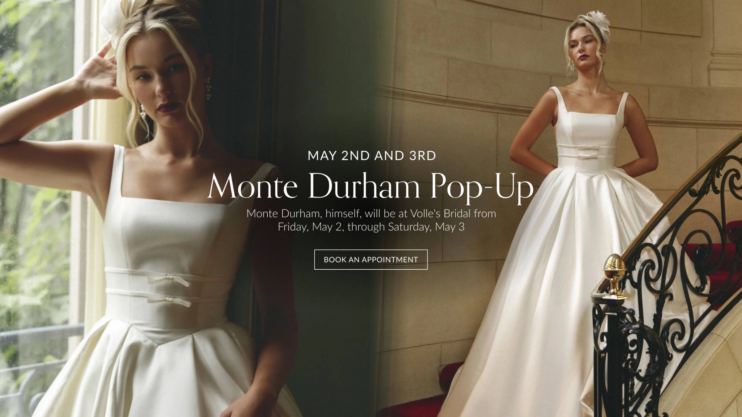 Model Wearing Monte Durham Elissar Gown, desktop banner